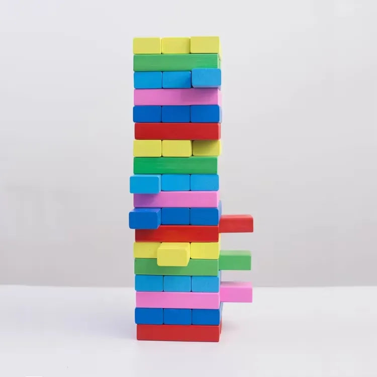 54PCS Colorful Timber Tower Blocks Game