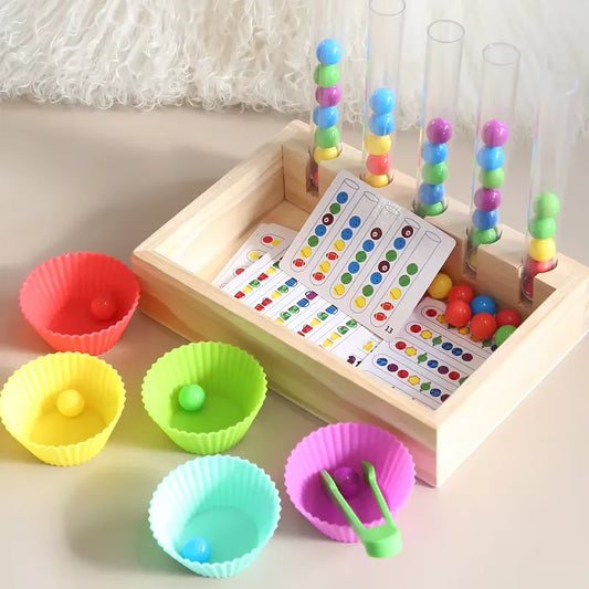 Wooden Rainbow Bead Counting Set