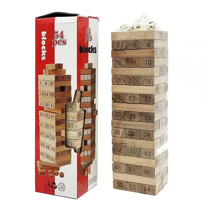54PCS Wooden Building Block Tower