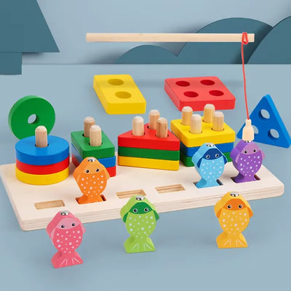Wooden Montessori Math & Fishing Board Toy