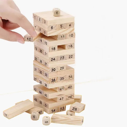 54PCS Wooden Building Block Tower