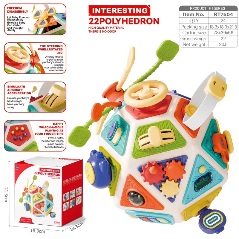 22-in-1 Montessori Busy Board Activity Cube