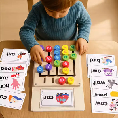 Wooden Shape & Letter Slide Puzzle Board