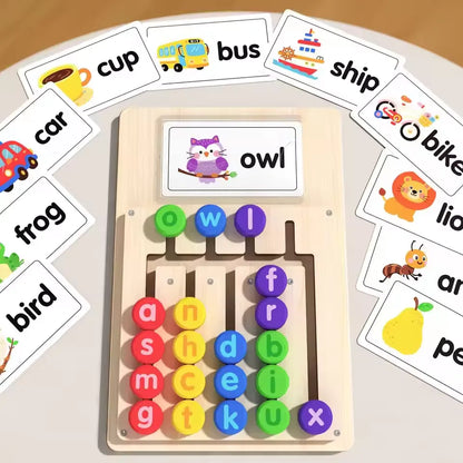 Wooden Shape & Letter Slide Puzzle Board