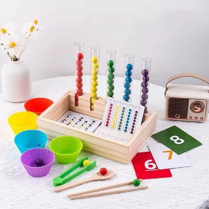 Wooden Rainbow Bead Counting Set
