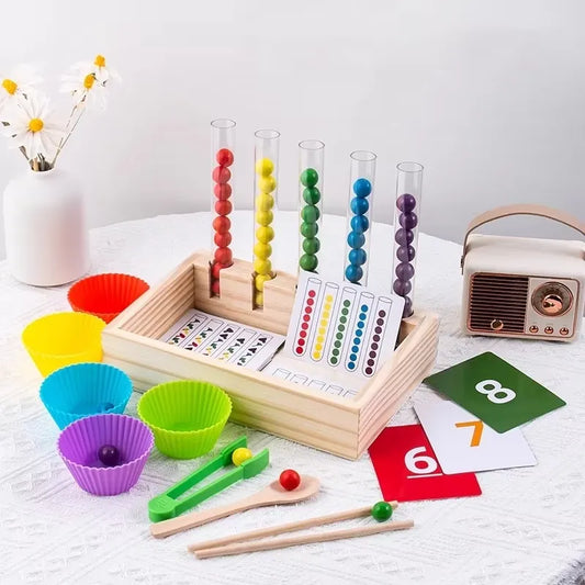 Wooden Rainbow Bead Counting Set