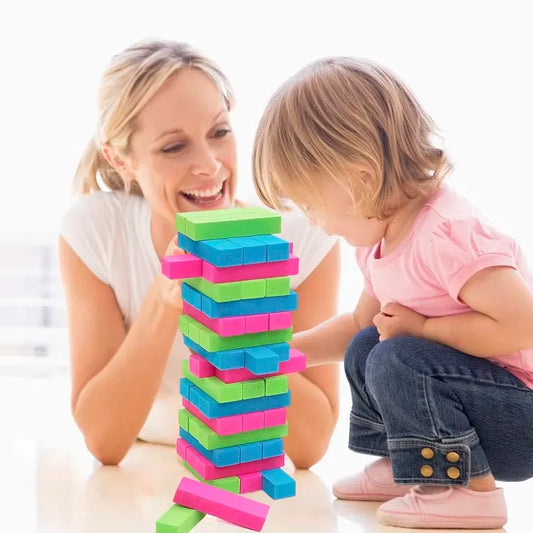 54PCS Colorful Timber Tower Blocks Game