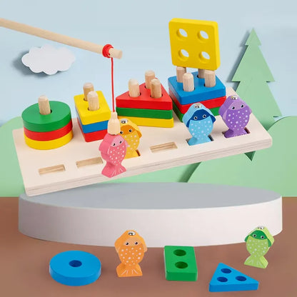 Wooden Montessori Math & Fishing Board Toy
