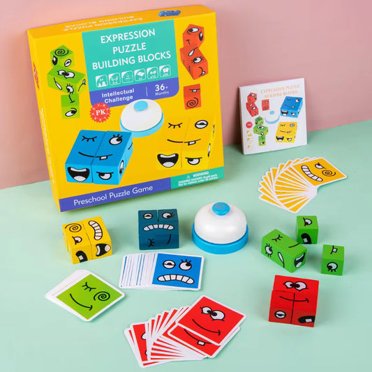 Wooden Face Changing Puzzle Cube for Kids