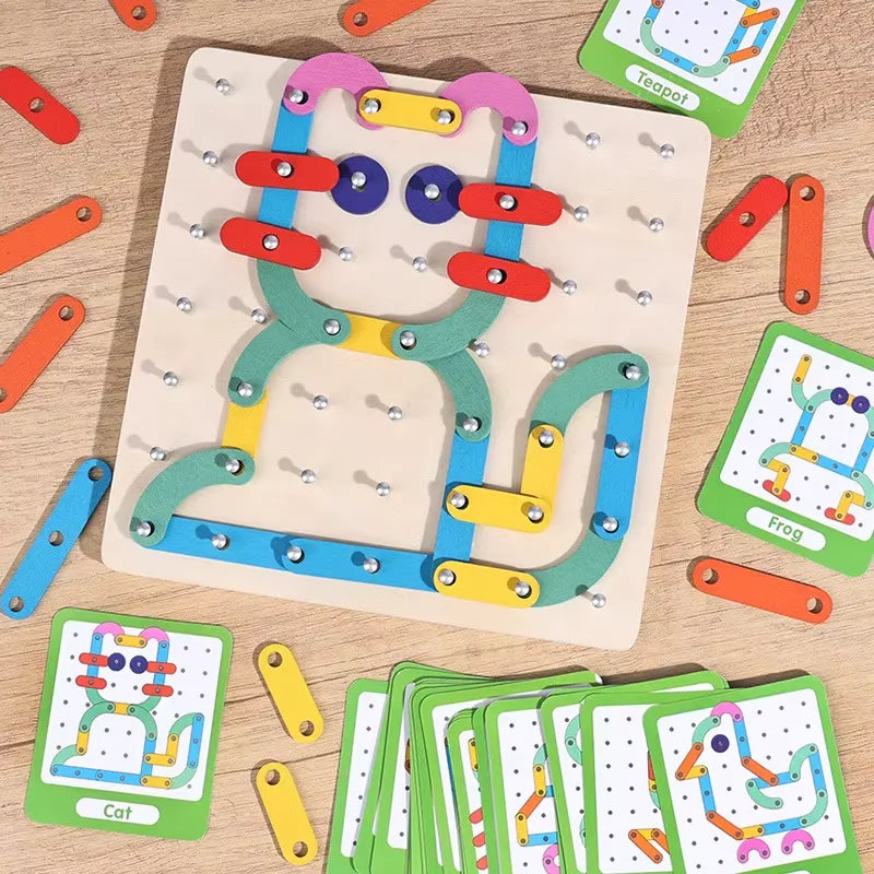 2-in-1 Wooden Nail Board Puzzle