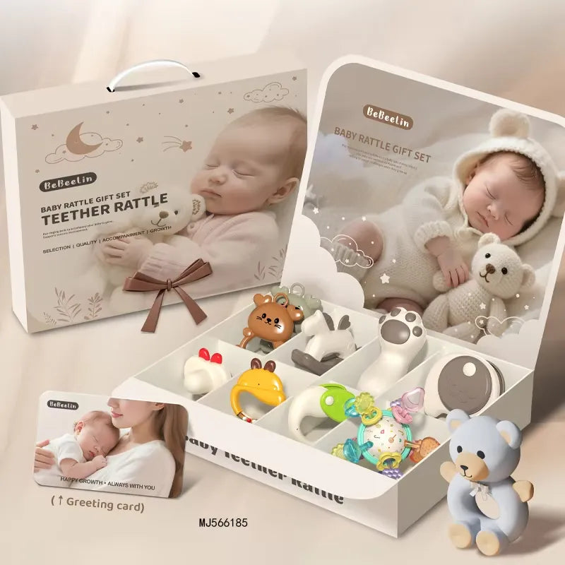Newborn Baby Gift Box Rattle & Plush Toy Set (8pcs)