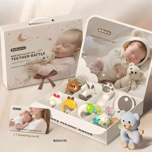 Newborn Baby Gift Box Rattle & Plush Toy Set (8pcs)