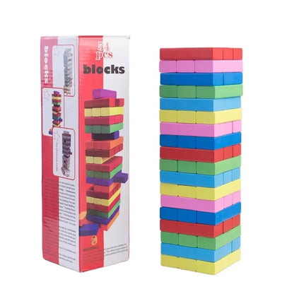 54PCS Colorful Timber Tower Blocks Game