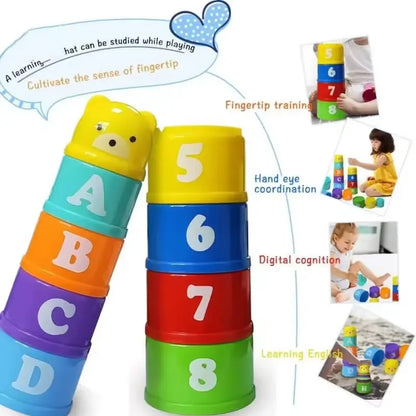 9 Pcs Fun Stacking Cups Baby Toy