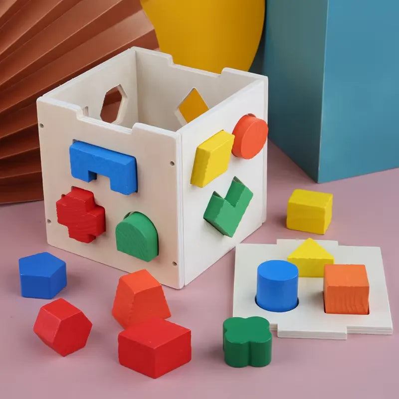 Wooden Geometric Shape Puzzle Box