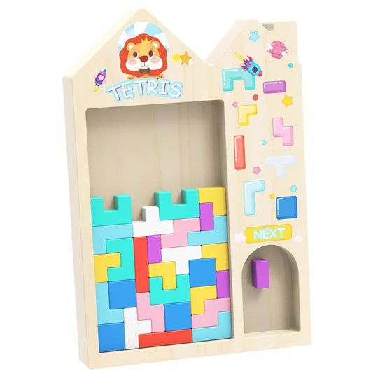 3D Colorful Building Blocks Puzzle Game – Montessori Wooden Tetris