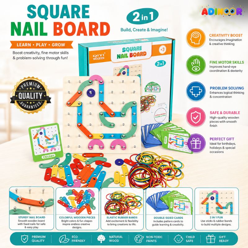 2-in-1 Wooden Nail Board Puzzle