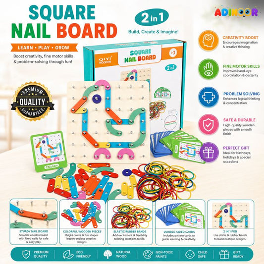 2-in-1 Wooden Nail Board Puzzle
