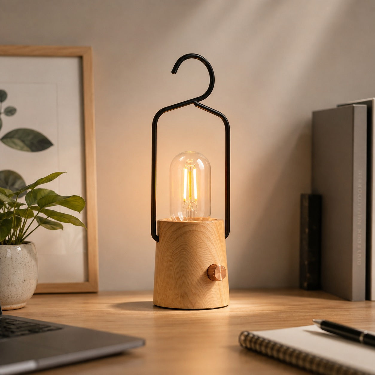 Wooden Base Lantern Night Light