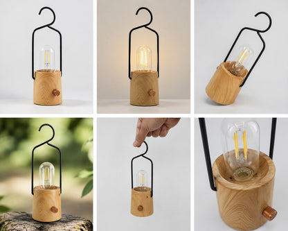 Wooden Base Lantern Night Light