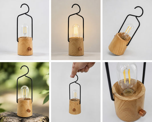 Wooden Base Lantern Night Light