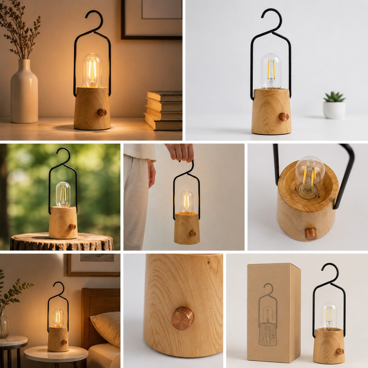 Wooden Base Lantern Night Light