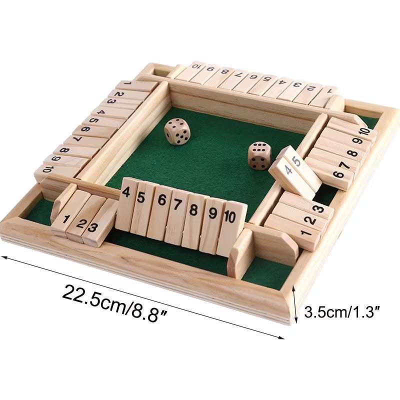Classic Shut The Box – Wooden 4-Player Number Game