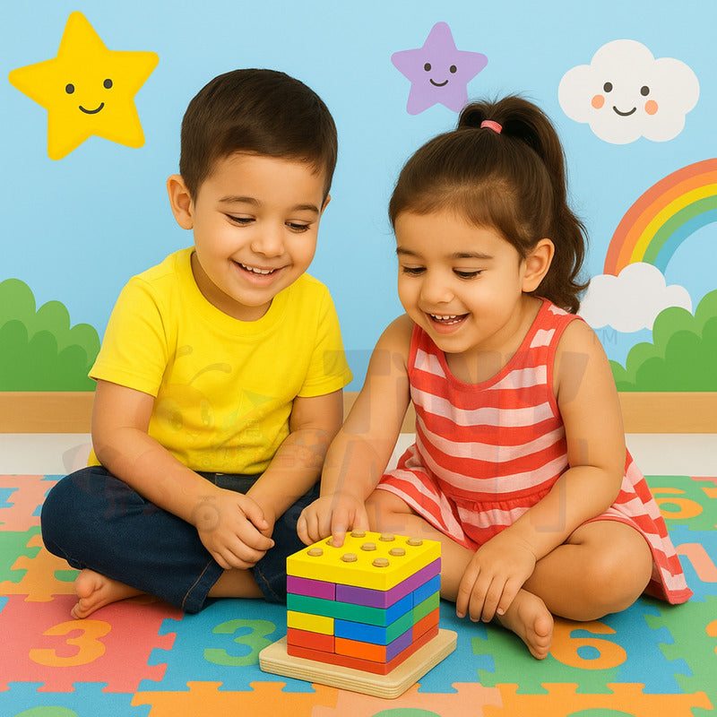 Wooden Tetris Shape Puzzle Board
