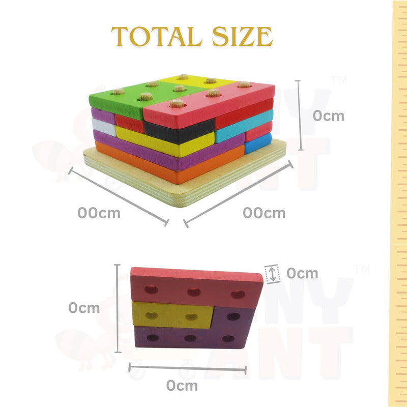 Wooden Tetris Shape Puzzle Board