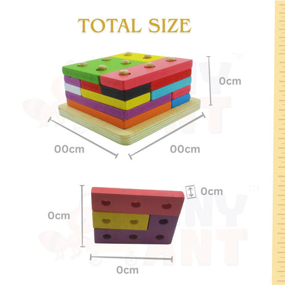 Wooden Tetris Shape Puzzle Board
