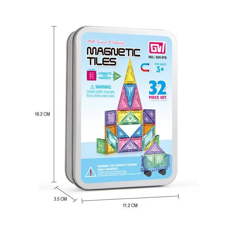 (32 Pcs) 3D Educational Magnetic Building Tiles Toy Set