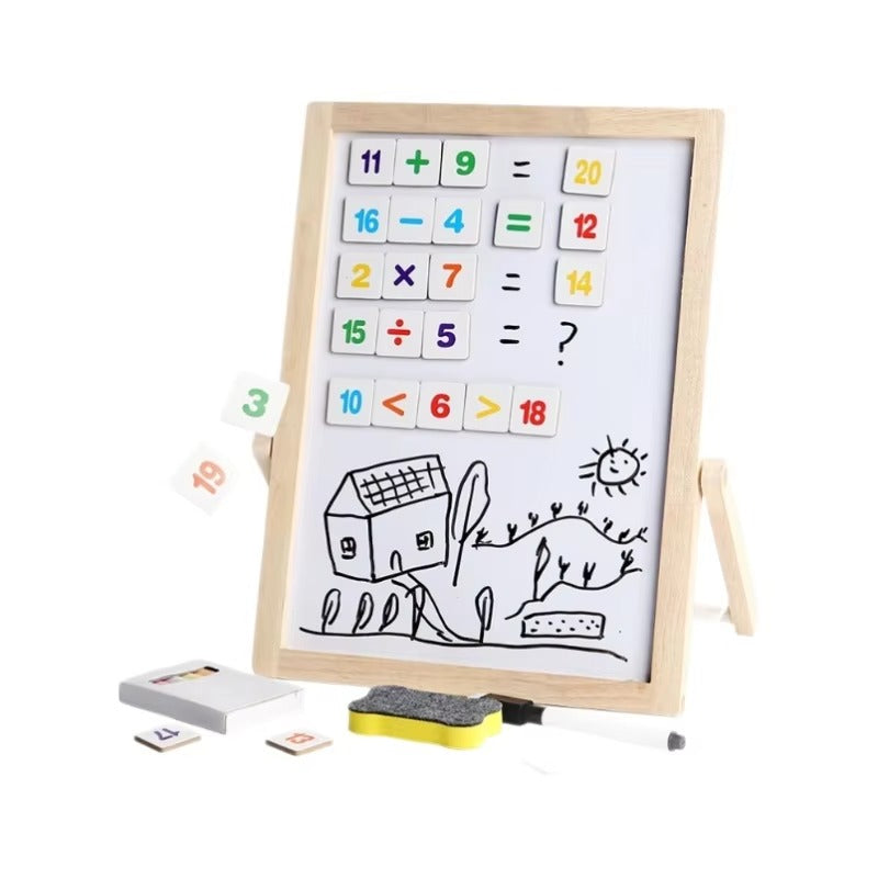 Double-Sided Magnetic Wooden Whiteboard for Kids