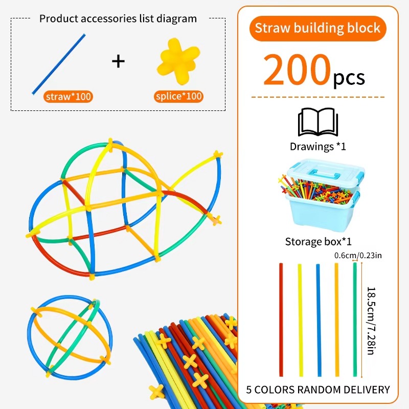 200-Piece Straw Building Blocks Set