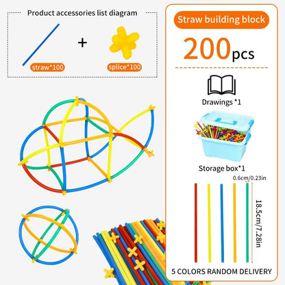 200-Piece Straw Building Blocks Set