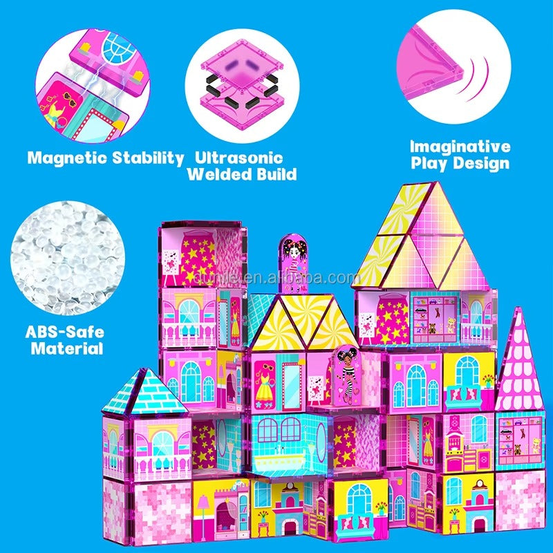 48PCS Pink Hawaii Doll Magnetic Building Blocks