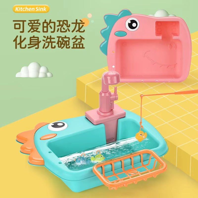 Electric Dinosaur Dishwasher Toy 2-in-1