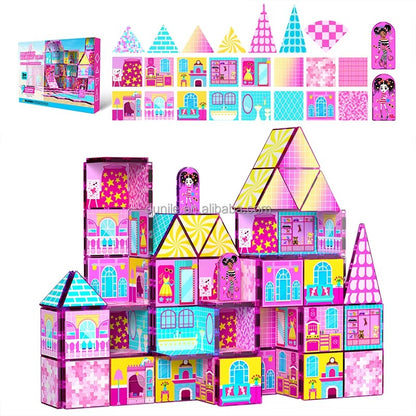 48PCS Pink Hawaii Doll Magnetic Building Blocks