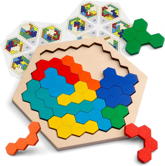 Wooden Hexagon Puzzle – Brain & STEM Game