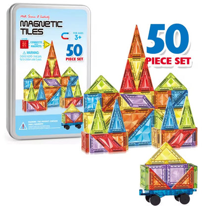 (50 Pcs) 3D Educational Magnetic Building Tiles Toy Set