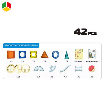 (42 Pcs) 3D Educational Magnetic Building Tiles Toy Set