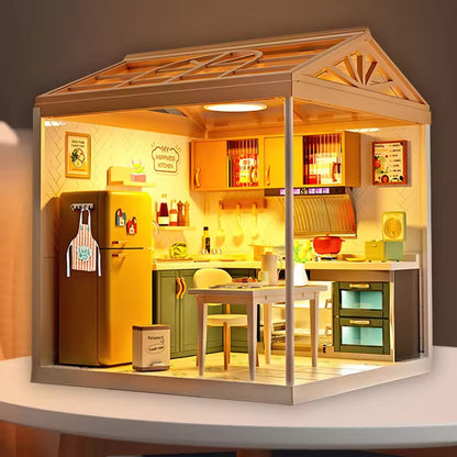Miniature Kitchen with Furniture & Night Light