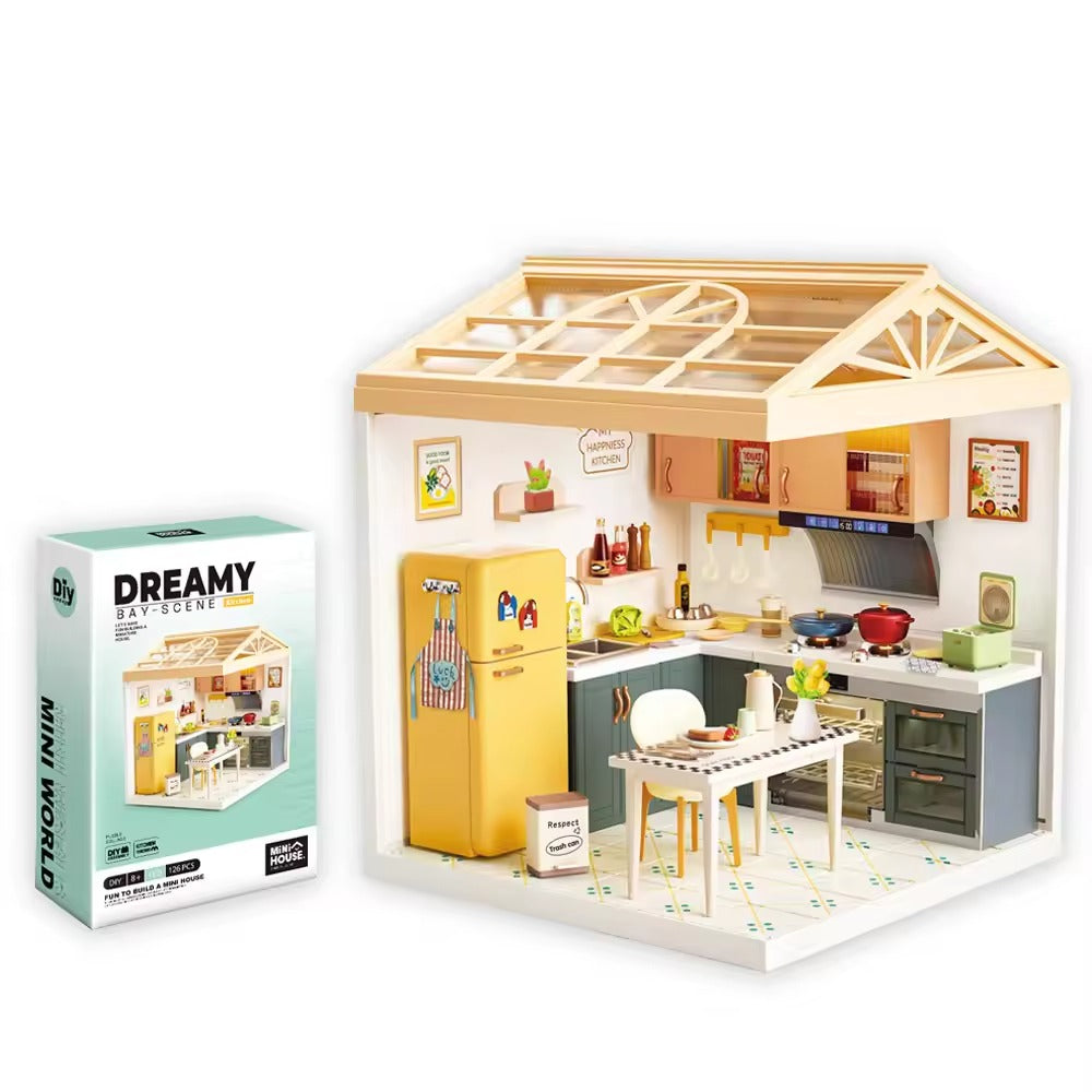 Miniature Kitchen with Furniture & Night Light