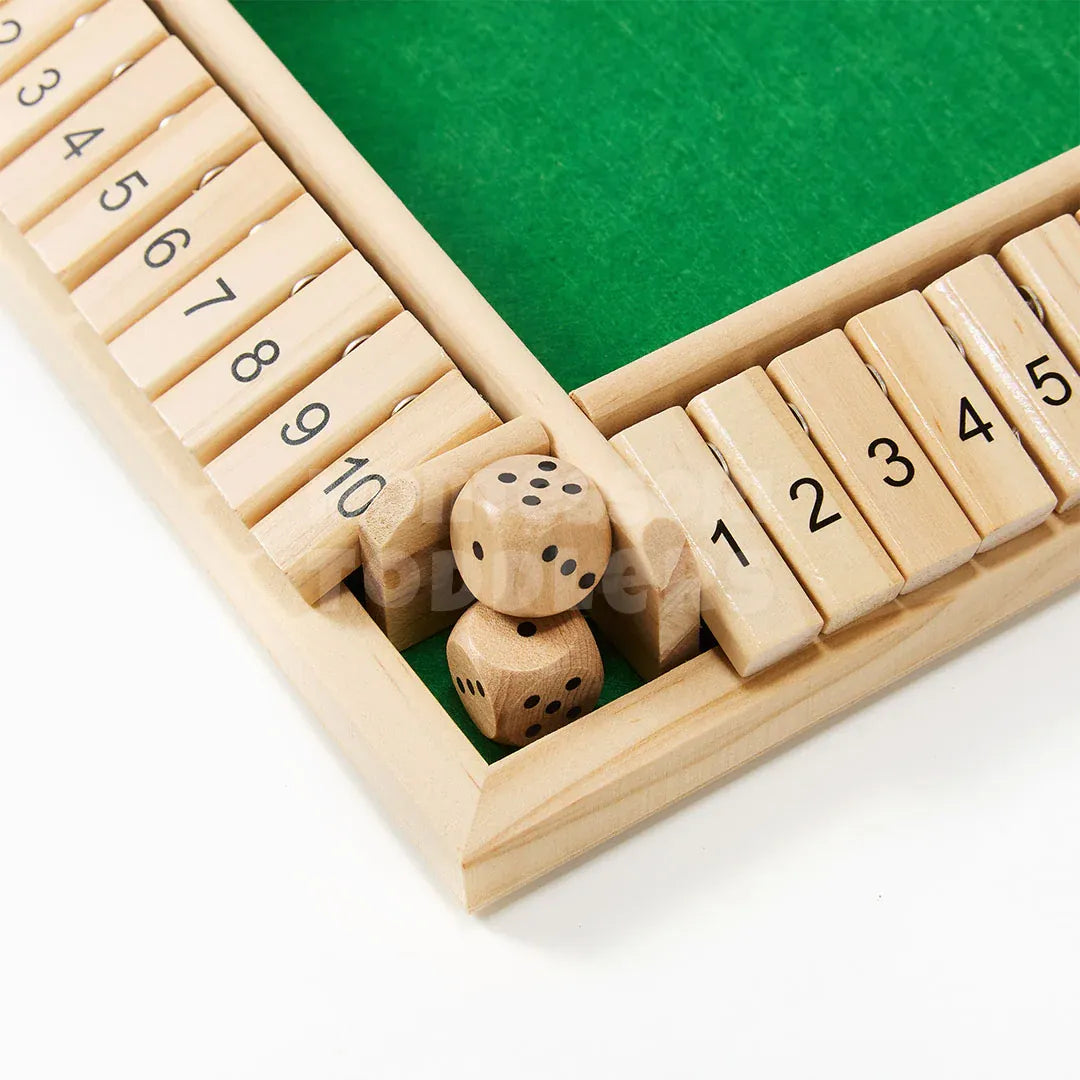 Classic Shut The Box – Wooden 4-Player Number Game