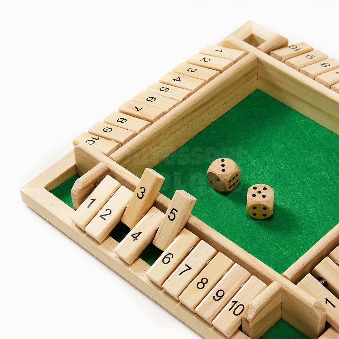 Classic Shut The Box – Wooden 4-Player Number Game